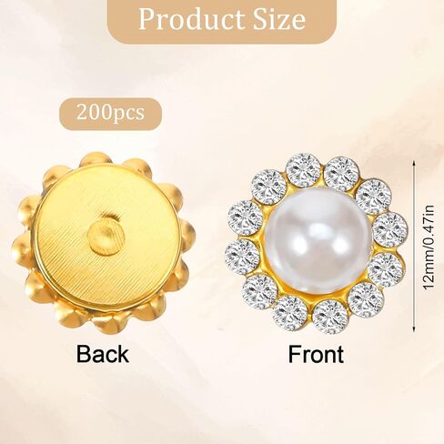 200 PCS White Sew on Pearl Rhinestones for Hats, 12mm Flower Crystal Pearls and Rhinestones for Crafting, Round Sunflower Gems with Gold Claw for Crafts Sewing, Clothes Shoes Hats Accessories in Saudi Arabia