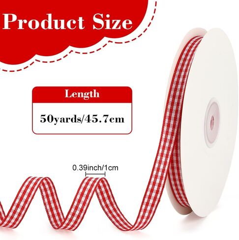 Red Plaid Ribbon 3/8inch X 50yard Red Gingham Ribbon red Buffalo Plaid Ribbon for Christmas Tree Checkered Ribbon for for Gift Wrapping red and White Christmas Ribbon for Hair, Bow Wedding Decor, DIY in Saudi Arabia