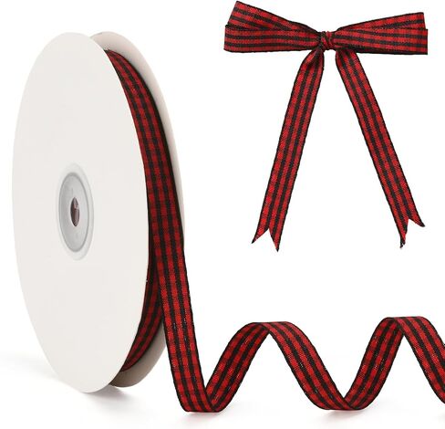 Red Plaid Ribbon 3/8inch X 50yard Red Gingham Ribbon red Buffalo Plaid Ribbon for Christmas Tree Checkered Ribbon for for Gift Wrapping red and White Christmas Ribbon for Hair, Bow Wedding Decor, DIY in Saudi Arabia
