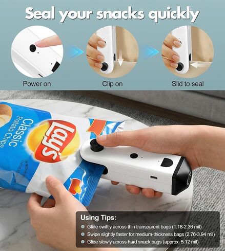 Upgraded 4 in 1 Mini Bag Sealer with Cutter and Magnet, Rechargeable Handheld Heat Sealer for Plastic/Aluminum Foil Bags, Multi-Functional Resealer for Chips, Snacks, Spices & Food Storage in Saudi Arabia
