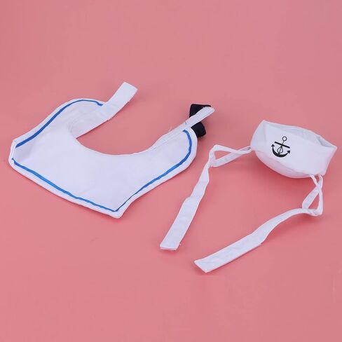 Pet Sailor Costume, Comfortable, Adjustable Dog Costume, Elastic Adjustable Sailor Hat Tie Collar Set for Dogs & Cats, Christmas Halloween Parties, Festive Pet Outfit in Saudi Arabia