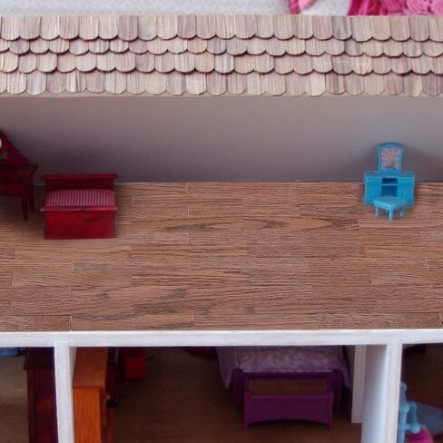 VICASKY 40 Pcs Peel and Stick Dollhouse Flooring - Self Adhesive Dark Walnut Wood Vinyl Planks for DIY Miniature House, Crafts, Room Box & Model Train Scenery | Easy Cut, Realistic PVC Tile in Saudi Arabia