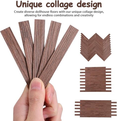 VICASKY 40 Pcs Peel and Stick Dollhouse Flooring - Self Adhesive Dark Walnut Wood Vinyl Planks for DIY Miniature House, Crafts, Room Box & Model Train Scenery | Easy Cut, Realistic PVC Tile in Saudi Arabia