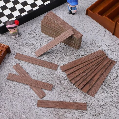 VICASKY 40 Pcs Peel and Stick Dollhouse Flooring - Self Adhesive Dark Walnut Wood Vinyl Planks for DIY Miniature House, Crafts, Room Box & Model Train Scenery | Easy Cut, Realistic PVC Tile in Saudi Arabia