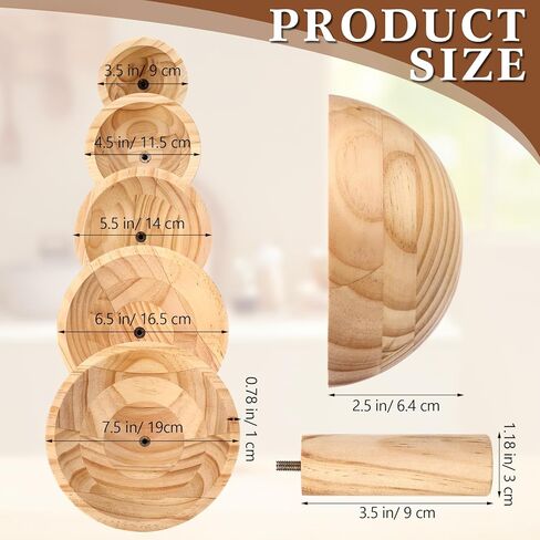DoubleFill 5 عبوات من قوالب الفخار، قوالب الجص، أدوات الفخار الخشبية مع مقبض لأشكال السيراميك العلوية، أوعية DIY، أطباق الأطباق، صناعة الفن بالضغط (نصف كروي، 3.5 بوصة، 4.5 بوصة، 5.5 بوصة، 6.5 بوصة، 7.5 بوصة ارتفاع 2.5 بوصة) in Saudi Arabia