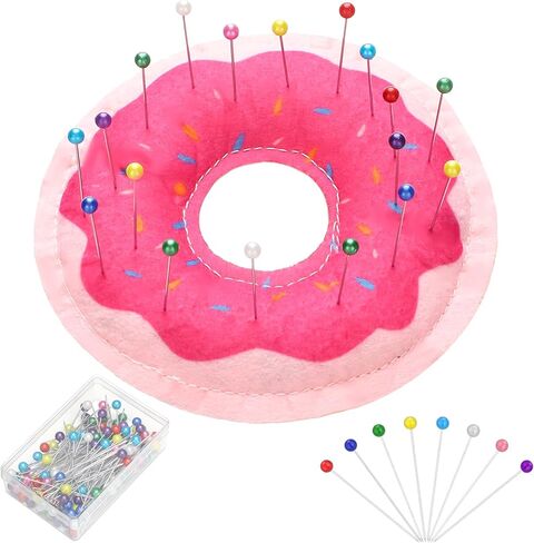 Memorywuu Donut Pin Cushion Sewing Kit with 100 Colored Pins Cute Pin Cushion Needle Holder Sewing Accessories and Supplies for Jewelry Quilting DIY Crafts in Saudi Arabia