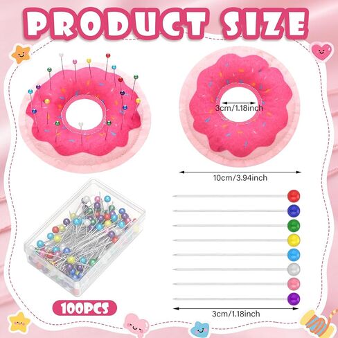 Memorywuu Donut Pin Cushion Sewing Kit with 100 Colored Pins Cute Pin Cushion Needle Holder Sewing Accessories and Supplies for Jewelry Quilting DIY Crafts in Saudi Arabia