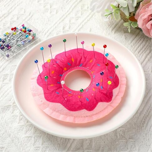 Memorywuu Donut Pin Cushion Sewing Kit with 100 Colored Pins Cute Pin Cushion Needle Holder Sewing Accessories and Supplies for Jewelry Quilting DIY Crafts in Saudi Arabia