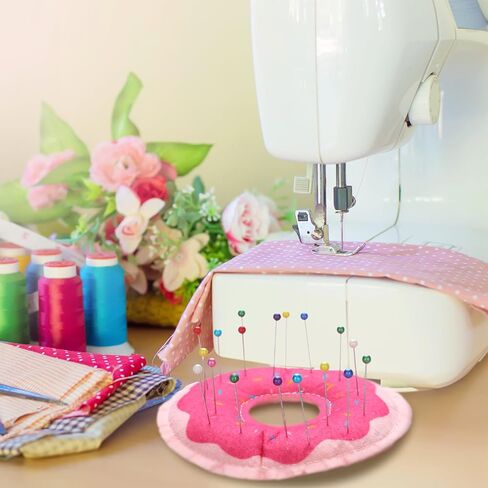 Memorywuu Donut Pin Cushion Sewing Kit with 100 Colored Pins Cute Pin Cushion Needle Holder Sewing Accessories and Supplies for Jewelry Quilting DIY Crafts in Saudi Arabia
