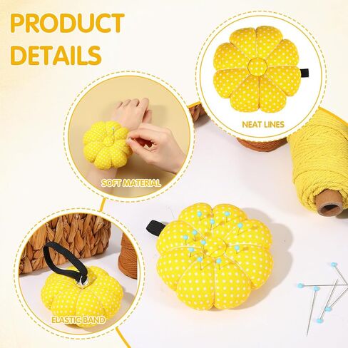 Wrist Pin Cushions for Sewing Cute with Elastic Strap Pumpkin Shaped Needle Cushions for Sewing Needlework Wristband Pincushions Wearable Needle Pincushions for Needlework or DIY Crafts Yellow Gifts in Saudi Arabia