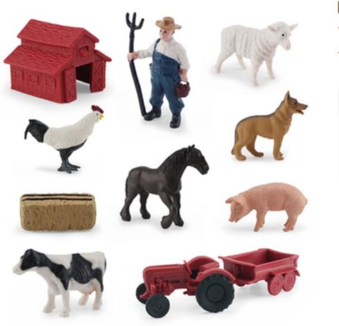 Animal Figurines, 10Pcs Farm Animals Figurines Toys,Big Animal Toys, Realistic Plastic Animals Playset, Educational Learning Toy Set for Kids Toddlers in Saudi Arabia