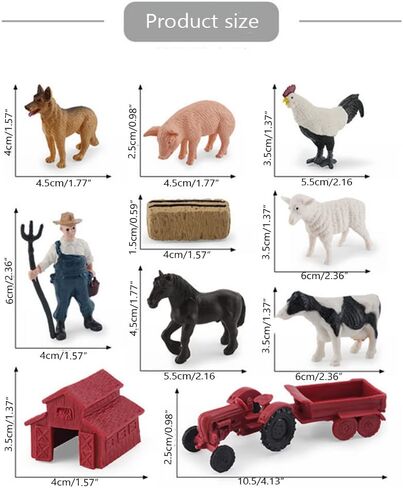 Animal Figurines, 10Pcs Farm Animals Figurines Toys,Big Animal Toys, Realistic Plastic Animals Playset, Educational Learning Toy Set for Kids Toddlers in Saudi Arabia