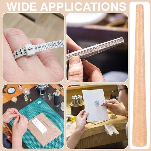 UNICRAFTALE الخشب حلقة مغزل الضابط عصا التحجيم أداة خواتم المشكل المكبر عصا لتحجيم الرملي تحديد حلقات عازمة وصنع المجوهرات 0.49-0.94 بوصة قطر in Kuwait