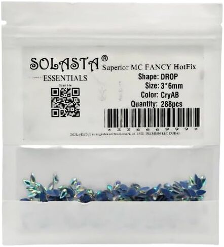 SOLASTA 288 قطعة من أحجار الراين المسطحة ذات الظهر المسطح والكي على أحجار الراين 3 * 6 مم كريستال AB للملابس والحرف اليدوية والإكسسوارات من SOLASTA 288 قطعة in Kuwait