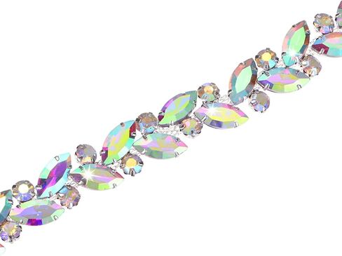 1-Pack Crystal Rhinestone Chain Trim, 1 Yard 14 mm Crystal Bridal Costume Flower Leaf Chain, Horse Eye Flower Chain for Crafts/Clothes/Bling Sewing Embellishments [Red] in Saudi Arabia