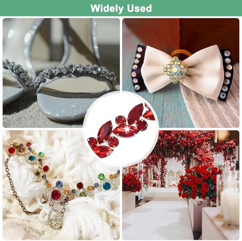 1-Pack Crystal Rhinestone Chain Trim, 1 Yard 14 mm Crystal Bridal Costume Flower Leaf Chain, Horse Eye Flower Chain for Crafts/Clothes/Bling Sewing Embellishments [Red] in Saudi Arabia