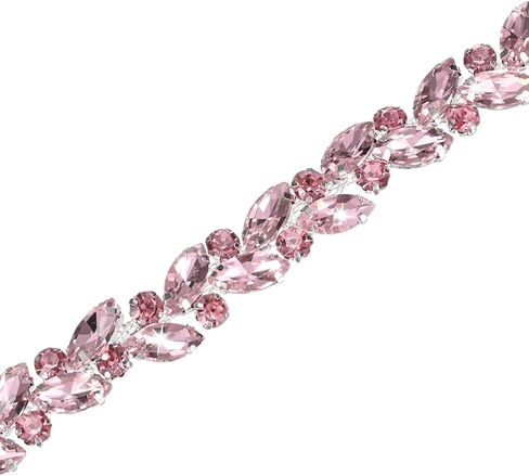 1-Pack Crystal Rhinestone Chain Trim, 1 Yard 14 mm Crystal Bridal Costume Flower Leaf Chain, Horse Eye Flower Chain for Crafts/Clothes/Bling Sewing Embellishments [Red] in Saudi Arabia