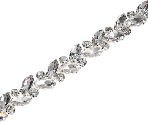 1-Pack Crystal Rhinestone Chain Trim, 1 Yard 14 mm Crystal Bridal Costume Flower Leaf Chain, Horse Eye Flower Chain for Crafts/Clothes/Bling Sewing Embellishments [Red] in Saudi Arabia