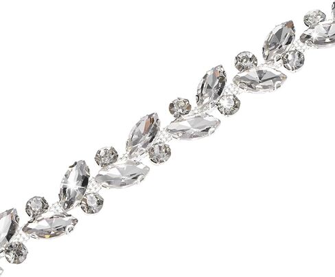 1-Pack Crystal Rhinestone Chain Trim, 1 Yard 14 mm Crystal Bridal Costume Flower Leaf Chain, Horse Eye Flower Chain for Crafts/Clothes/Bling Sewing Embellishments [Red] in Saudi Arabia