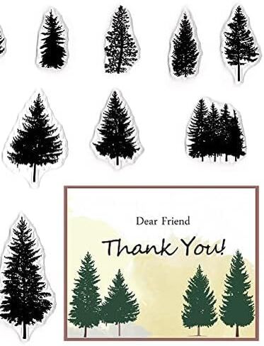 12 Trees Clear Stamps for Card Making and Photo Album Decorations, Forest Stamps, Nature Woods Transparent Silicone for Crafting and DIY Scrapbooking in Saudi Arabia