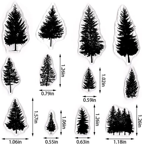 12 Trees Clear Stamps for Card Making and Photo Album Decorations, Forest Stamps, Nature Woods Transparent Silicone for Crafting and DIY Scrapbooking in Saudi Arabia
