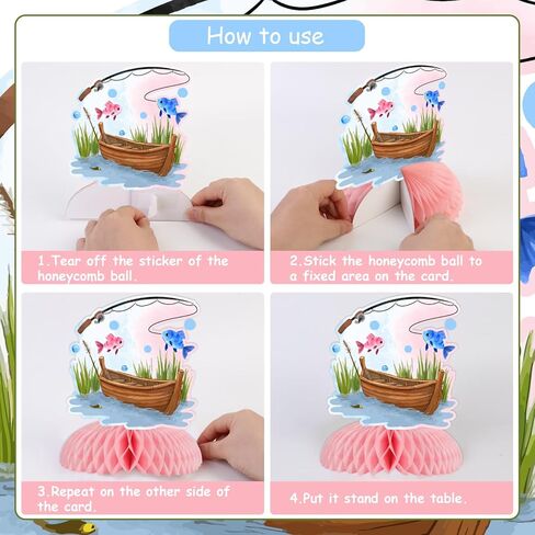8Pcs Gender Reveal Honeycomb Centerpieces, Fish He or Fish She Gender Reveal Decorations Baby Shower 3D Table Decorations Blue Pink Boy or Girl Gender Reveal Party Decor in Saudi Arabia