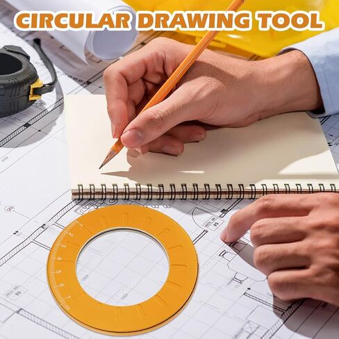 Adjustable Circle Drawing Maker, Stainless Steel & Aluminum Alloy Rotary Round Template, Measuring & Drawing Ruler, Geometric Plotting Compass Tool(Gold,Size:5 inch) in Kuwait