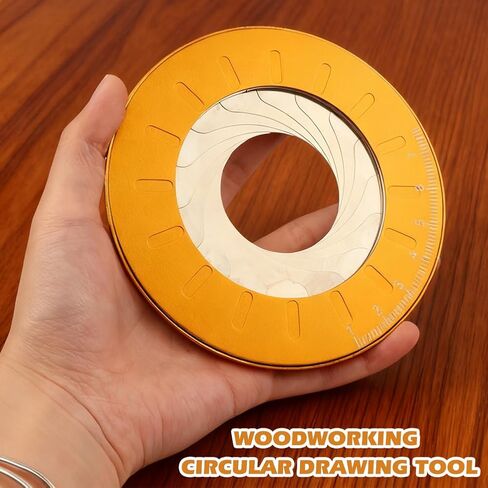 Adjustable Circle Drawing Maker, Stainless Steel & Aluminum Alloy Rotary Round Template, Measuring & Drawing Ruler, Geometric Plotting Compass Tool(Gold,Size:5 inch) in Kuwait