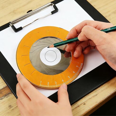 Adjustable Circle Drawing Maker, Stainless Steel & Aluminum Alloy Rotary Round Template, Measuring & Drawing Ruler, Geometric Plotting Compass Tool(Gold,Size:5 inch) in Kuwait