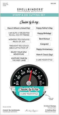 Spellbinders SDS-204 Cruisin' by Sentiments Clear Stamp & Die Set from The Classic Road Legends Collection by Mindy Eggen in Saudi Arabia