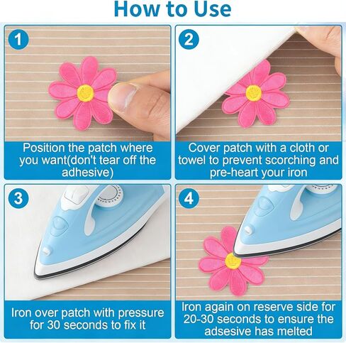 16 PCS Flower Iron on Patches,Cute Daisy Flower Applique Patch,Sew on Embroidered Applique Sewing Patches for Bags,Jackets,Jeans,Clothes DIY Patches,1.65x1.65inch (W*H) in Saudi Arabia