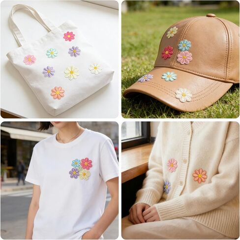16 PCS Flower Iron on Patches,Cute Daisy Flower Applique Patch,Sew on Embroidered Applique Sewing Patches for Bags,Jackets,Jeans,Clothes DIY Patches,1.65x1.65inch (W*H) in Saudi Arabia