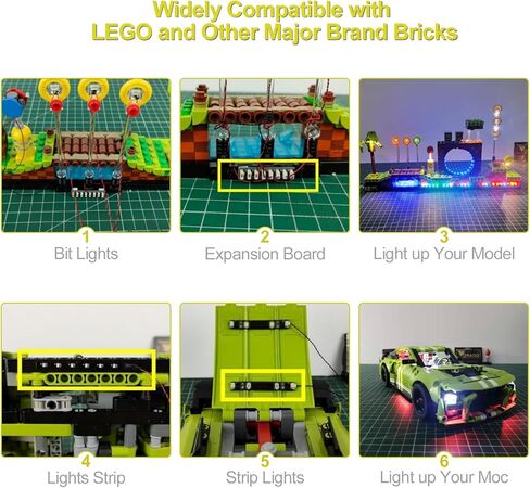 Light Up Your Bricks- 2 Pieces X Red Flashing Light 15 cm, USB Powered, Compatible with Legos, DIY Lighting in Saudi Arabia