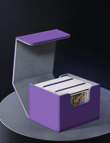 Card Deck Box for MTG Commander Holds 100+ Single Sleeved Cards, PU Leather Magnetic Card Storage Box Fits for TCG CCG Magic Game Cards(Purple&Gray) in Saudi Arabia