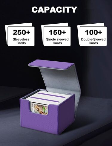 Card Deck Box for MTG Commander Holds 100+ Single Sleeved Cards, PU Leather Magnetic Card Storage Box Fits for TCG CCG Magic Game Cards(Purple&Gray) in Saudi Arabia