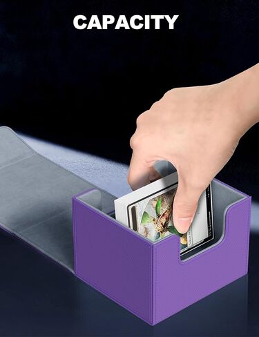 Card Deck Box for MTG Commander Holds 100+ Single Sleeved Cards, PU Leather Magnetic Card Storage Box Fits for TCG CCG Magic Game Cards(Purple&Gray) in Saudi Arabia