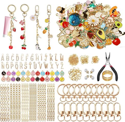مجموعة صنع سلسلة المفاتيح WDXIUE، مجموعة تصميم سوار سلسلة مفاتيح ملمع الشفاه الساحرة، مجموعة صنع المجوهرات اللطيفة والصداقة، DIY Make 24 مجموعة سلسلة مفاتيح للمبتدئين in Kuwait