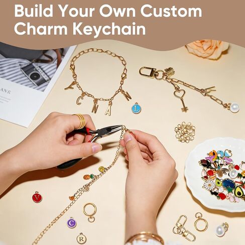 مجموعة صنع سلسلة المفاتيح WDXIUE، مجموعة تصميم سوار سلسلة مفاتيح ملمع الشفاه الساحرة، مجموعة صنع المجوهرات اللطيفة والصداقة، DIY Make 24 مجموعة سلسلة مفاتيح للمبتدئين in Kuwait