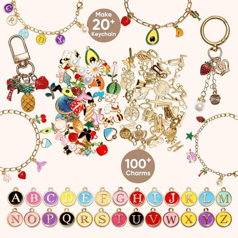 مجموعة صنع سلسلة المفاتيح WDXIUE، مجموعة تصميم سوار سلسلة مفاتيح ملمع الشفاه الساحرة، مجموعة صنع المجوهرات اللطيفة والصداقة، DIY Make 24 مجموعة سلسلة مفاتيح للمبتدئين in Kuwait