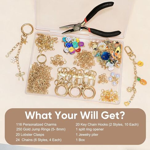مجموعة صنع سلسلة المفاتيح WDXIUE، مجموعة تصميم سوار سلسلة مفاتيح ملمع الشفاه الساحرة، مجموعة صنع المجوهرات اللطيفة والصداقة، DIY Make 24 مجموعة سلسلة مفاتيح للمبتدئين in Kuwait