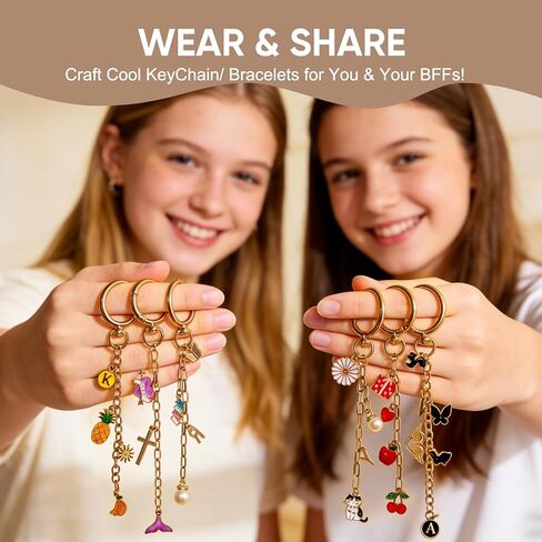 مجموعة صنع سلسلة المفاتيح WDXIUE، مجموعة تصميم سوار سلسلة مفاتيح ملمع الشفاه الساحرة، مجموعة صنع المجوهرات اللطيفة والصداقة، DIY Make 24 مجموعة سلسلة مفاتيح للمبتدئين in Kuwait