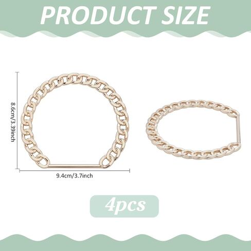 PH PandaHall 4pcs مقبض حقيبة سلسلة، مقبض محفظة ذهبي 3.7x3.4 بوصة مقبض حقيبة يد معدنية صغيرة استبدال مقبض محفظة تويست ديكور حزام لحقائب الكروشيه اليدوية حقيبة الشاطئ حقيبة يد القش in Kuwait
