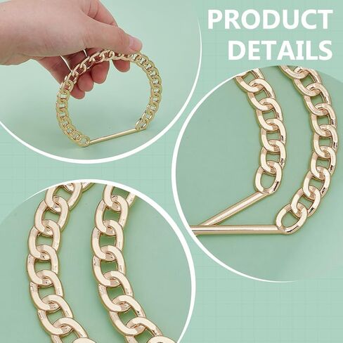 PH PandaHall 4pcs مقبض حقيبة سلسلة، مقبض محفظة ذهبي 3.7x3.4 بوصة مقبض حقيبة يد معدنية صغيرة استبدال مقبض محفظة تويست ديكور حزام لحقائب الكروشيه اليدوية حقيبة الشاطئ حقيبة يد القش in Kuwait