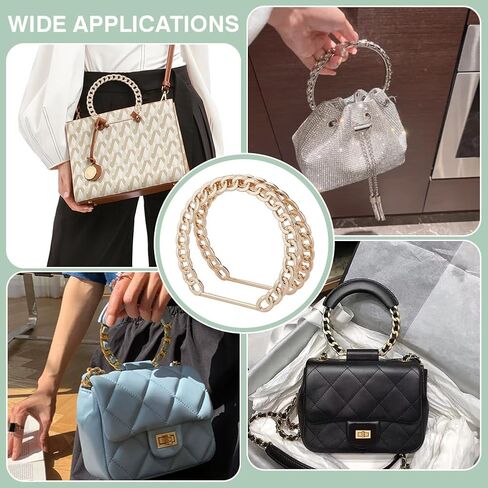 PH PandaHall 4pcs مقبض حقيبة سلسلة، مقبض محفظة ذهبي 3.7x3.4 بوصة مقبض حقيبة يد معدنية صغيرة استبدال مقبض محفظة تويست ديكور حزام لحقائب الكروشيه اليدوية حقيبة الشاطئ حقيبة يد القش in Kuwait