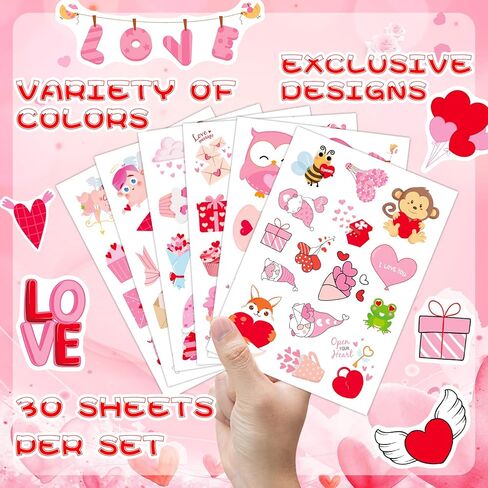 ملصقات عيد الحب من BAYLAY للأطفال - 30 ورقة ملصقات Love & I Love You لسجلات القصاصات والكمبيوتر المحمول والأمتعة وديكورات الحفلات in Kuwait