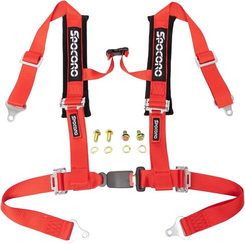 4 Point Harness Pair with 2 Inch Shouder Pads Compatible for UTV, RZR, SXS, Go Kart, Sim Racing Rig, Off Road Only, Red in Saudi Arabia