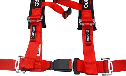 4 Point Harness Pair with 2 Inch Shouder Pads Compatible for UTV, RZR, SXS, Go Kart, Sim Racing Rig, Off Road Only, Red in Saudi Arabia