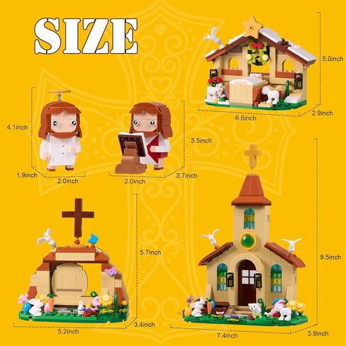 Jesus 3 in 1 Building Block Toy Set Compatible with Lego, Nativity Scene Church Missionary and Resurrection, Religious Cross Jesus Figure Christmas, Christian Catholic Gift for Adults Kids (454PCS) in Saudi Arabia
