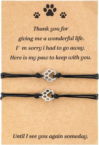 2pcs Dog Bracelets Memorial Gifts for Loss of Dog Passing Cat Sympathy Gifts Paw Print Bracelet Dogs Passed Away Death Sympathy Remembrance Memory Gift for Cat Dogs Lover Women Men in Saudi Arabia