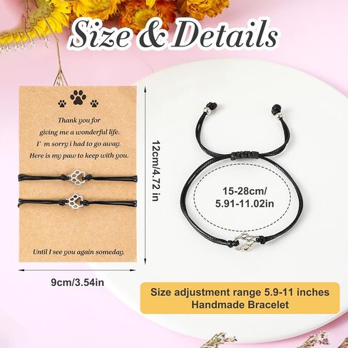 2pcs Dog Bracelets Memorial Gifts for Loss of Dog Passing Cat Sympathy Gifts Paw Print Bracelet Dogs Passed Away Death Sympathy Remembrance Memory Gift for Cat Dogs Lover Women Men in Saudi Arabia